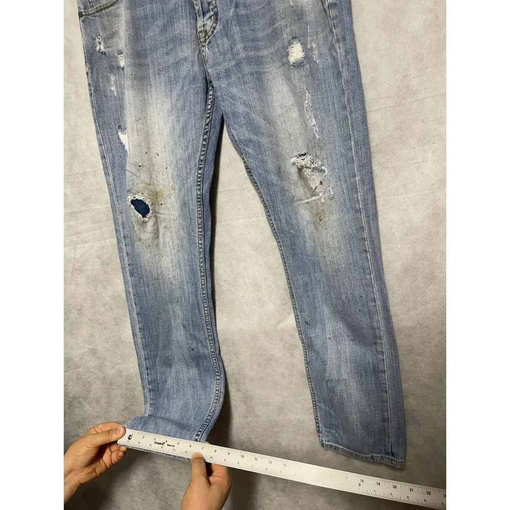 Diesel X Adidas Jeans Men 36X31 Blue Italy ADI-LARKEE Distressed Denim Straight